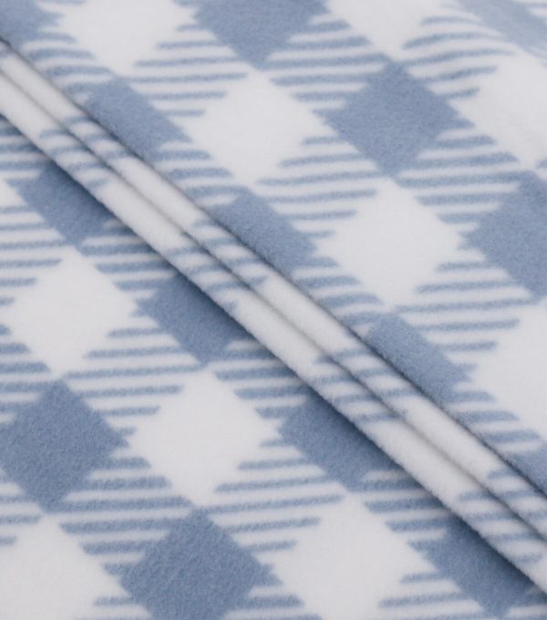 POP! Gingham Blue Lightweight Fleece Fabric - Image 2