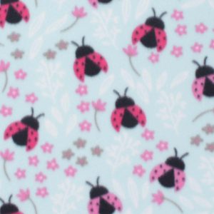 Blizzard Fleece Fabric Ladybug on Aqua