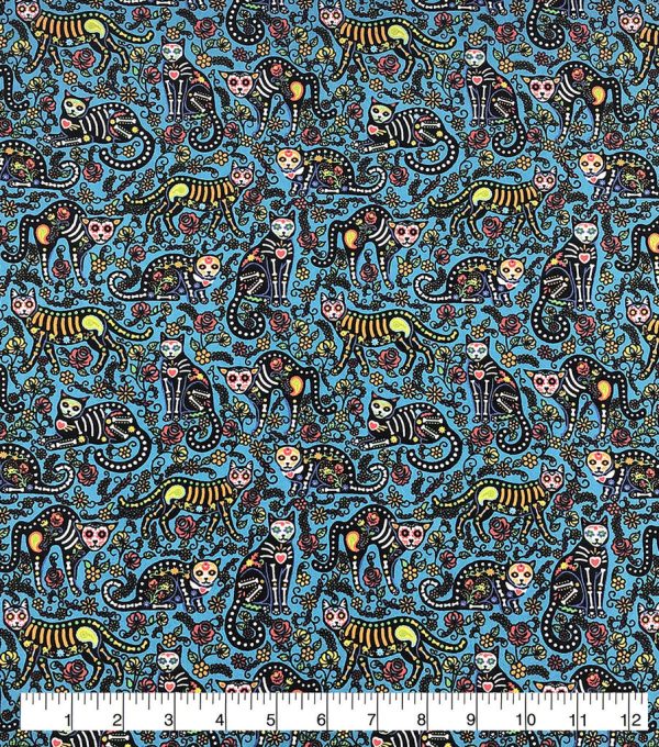 Skeleton Cat Super Snuggle Flannel Fabric - Image 2