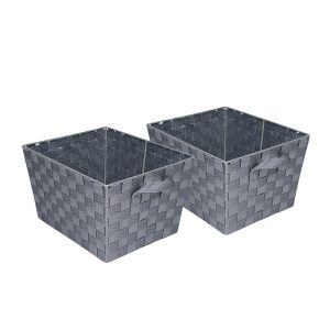Honey Can Do 12 x 8 Gray Woven Baskets 2pk
