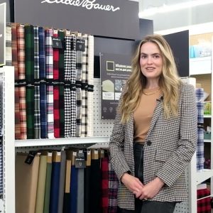 Eddie Bauer Gray Windowpane Premium Fleece Fabric