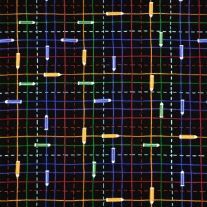 Pencil Grid On Black Super Snuggle Flannel Fabric by POP!