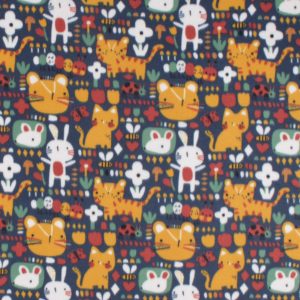 Cute Animals on Blue Blizzard Fleece Fabric