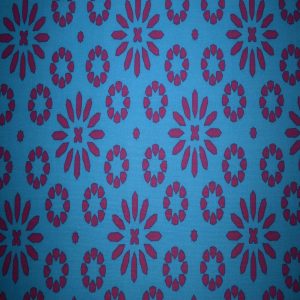 Purple Floral on Blue Quilt Cotton Fabric by Quilter s Showcase