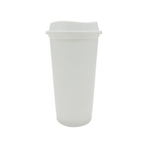 16oz White Plastic Travel Mug by Happy