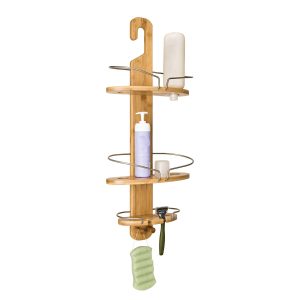 Honey Can Do 11.5 Natural   Chrome 3 Tier Bamboo Shower Caddy 10lbs
