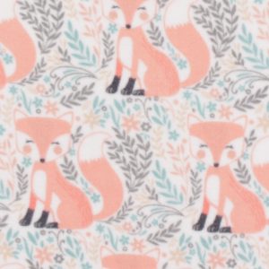 Pretty Floral   Foxes Anti Pill Fleece Fabric