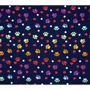 Ombre Paws Hearts Navy Super Snuggle Flannel Fabric