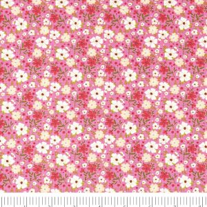 Singer White   Pink Flowers Quilt Cotton Fabric