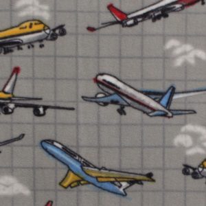 Planes on Gray Anti Pill Fleece Fabric