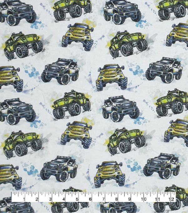 Monster Trucks Super Snuggle Flannel Fabric - Image 2