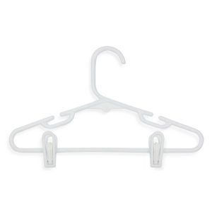 Honey Can Do 12 x 7 White Kids Clothes Hangers With Clips 18pk