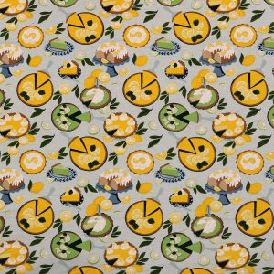Lemon   Key Lime Pie On Gray Super Snuggle Flannel Fabric