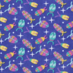 Purple Cute Bugs Anti Pill Plush Fleece Fabric