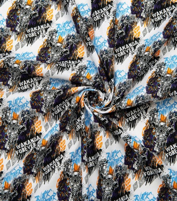 Black Panther Wakanda Grafitti Cotton Fabric - Image 4