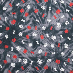Super Snuggle Paw Print Tie Dye Black Flannel Fabric