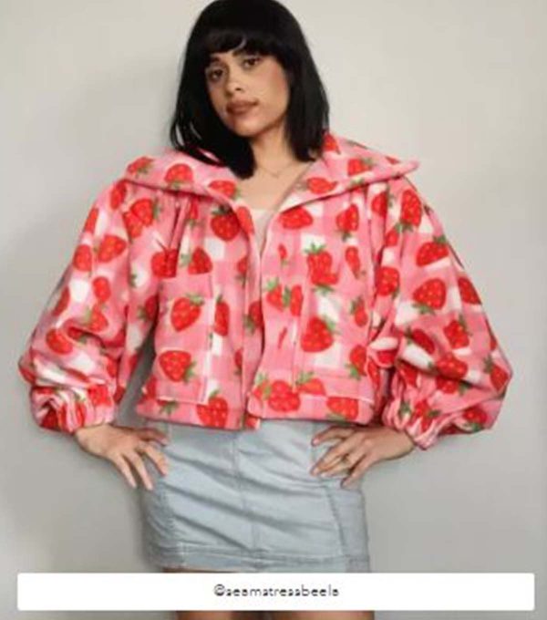 Pink Strawberry Check Blizzard Fleece Fabric - Image 3