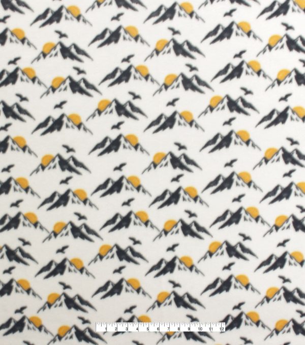 Mountains on Cream Blizzard Fleece Fabric - Image 2