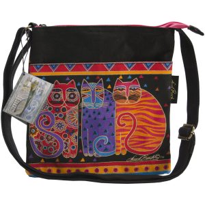 Laurel Burch Crossbody Purse Zipper Top 10X10 Feline Friends