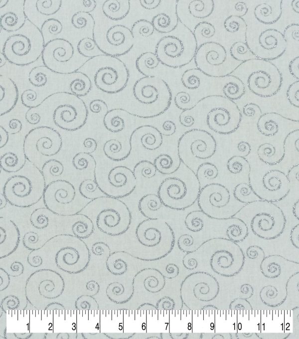 Swirl Vines Christmas Glitter Cotton Fabric - Image 3