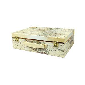 16 Antique Map Suitcase Box With Handle