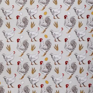Chickens On Green Novelty Cotton Fabric