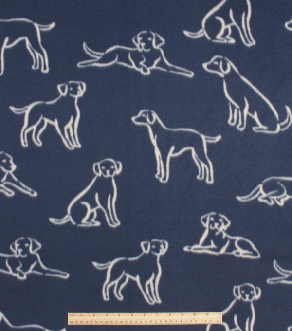 Navy Dog Blizzard Prints Fleece Fabric - Image 2