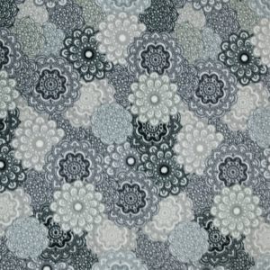 Gray   White Packed Medallions Anti Pill Fleece Fabric