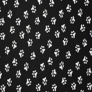 Paw Prints on Black Cotton Fabric by Quilter s Showcase