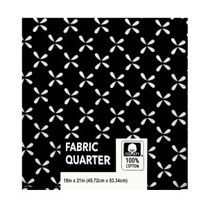 18 x 21 Pattern on Black Cotton Fabric Quarter 1pc by Keepsake Calico