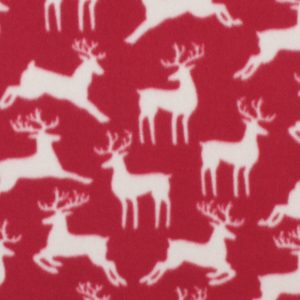 Deer on Red Blizzard Fleece Fabric