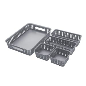 13.5 x 2.5 Plastic Weave Storage Bins 5ct by Hudson 43