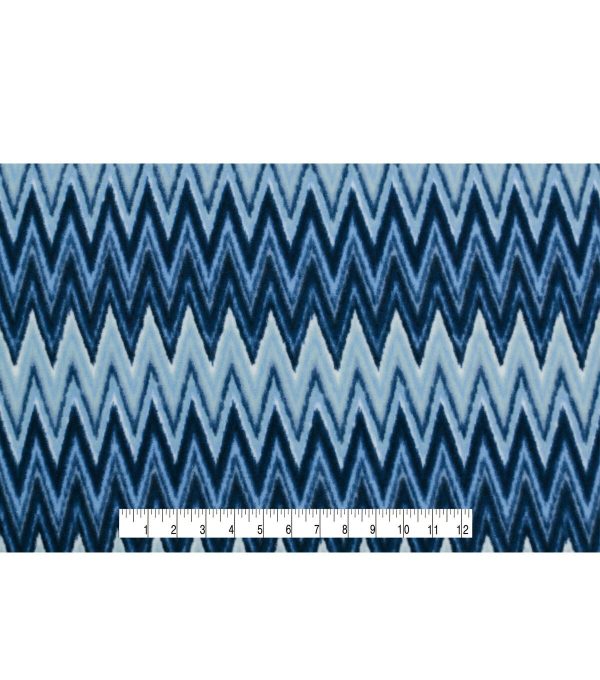 Blue Chevron Anti Pill Fleece Fabric - Image 4