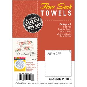 Stitch  Em Up 28 x 28 Flour Sack Towel Embroidery Fabric 2pk
