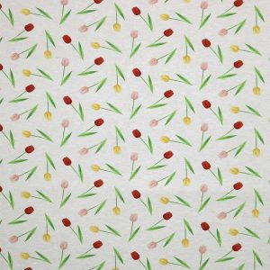 Tulips on White Super Snuggle Flannel Fabric