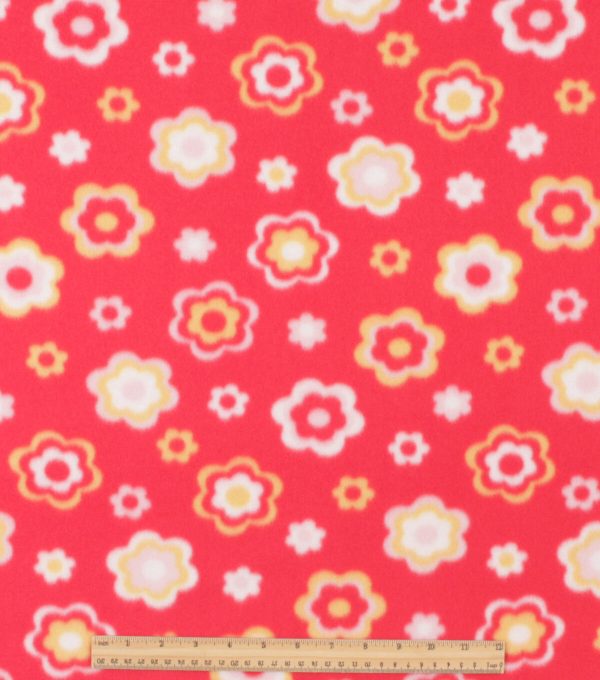 Red Flowers Blizzard Fleece Fabric - Image 2