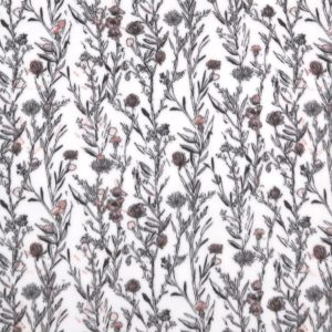Sketchy Floral on White Anti Pill Fleece Fabric