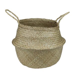 Northlight 15 Brown Seagrass Belly Wicker Basket With Handles