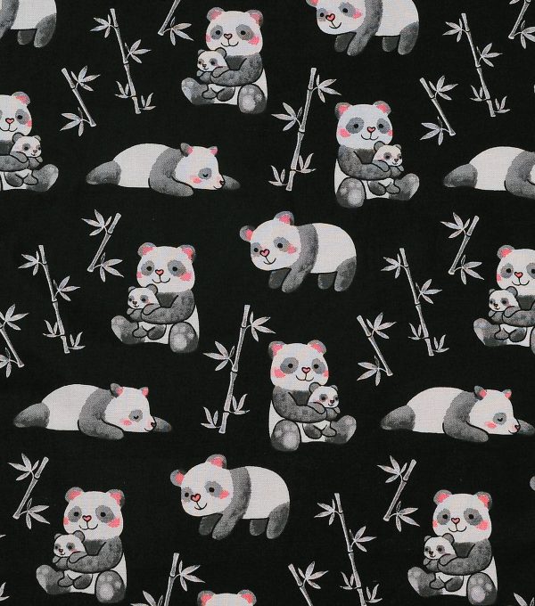 Novelty Cotton Fabric Pandas Hugging - Image 2
