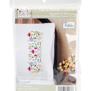 Tobin 30 x 20 Cats in Flowers Embroidery Pillowcases 2pk