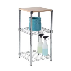 Honey Can Do 30 Chrome Wood 3 Tier Adjustable Shelving Unit