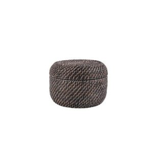 12 Brown Rattan Basket With Lid by Place   Time