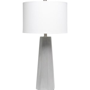 All The Rages Concrete Pillar Table Lamp with White Fabric Shade