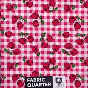 18 x 21 Pink Cherries Novelty Cotton Fabric Quarter 1pc