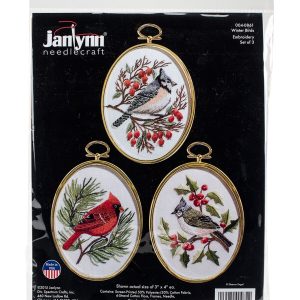 Janlynn 3 x 4 Winter Birds Embroidery Kit 3ct - 1