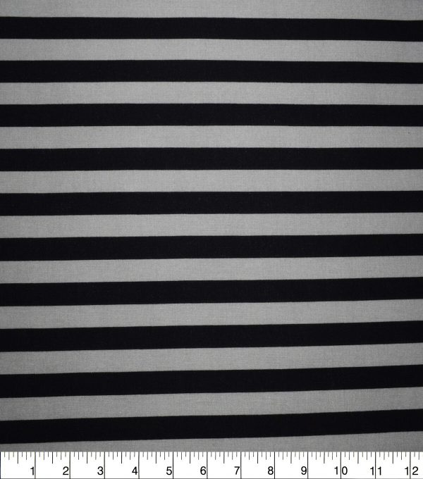 Halloween Black   Gray Stripes Cotton Fabric - Image 2
