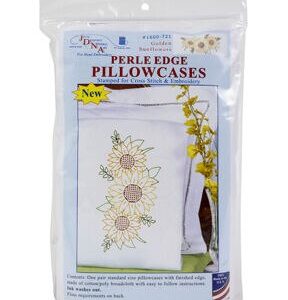 Jack Dempsey Golden Sunflowers Stamped Perle Edge Pillowcases 2pk