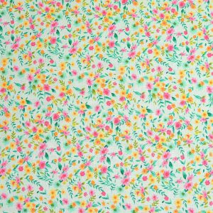 Floral on Light Green Easter Cotton Fabric