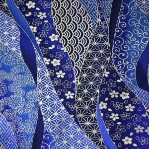 Premium Prints Metallic Cotton Fabric Zentangle Waves Pink