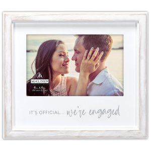 Malden 4 x 6 White We re Engaged Tabletop Picture Frame